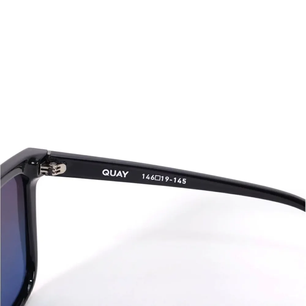 Quay Australia NIGHTFALL Extra Large Sunglasses-Black/Black Blue Polariz…